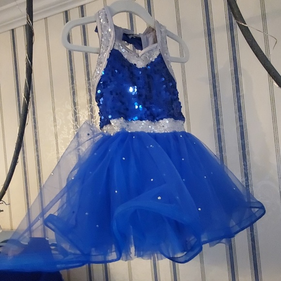 HOST PICK Little Girls Blue & Silver Dance Costume - Picture 4 of 8